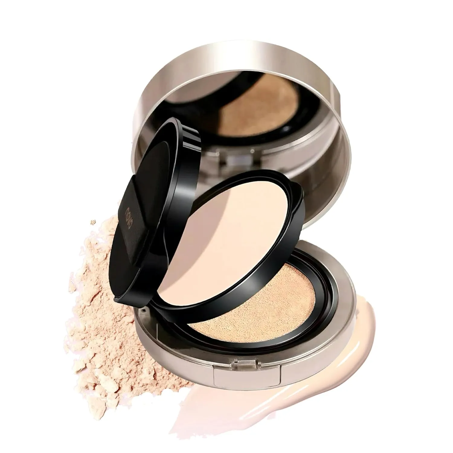 Novo Dual-Action Cushion Foundation & Powder - 13g Cushion   6.5g Powder - Full Coverage, Waterproof, Hydrating, Dewy Skin Finish - Buildable, Lightweight, Pearl Powder & Bird’s Nest Extract.