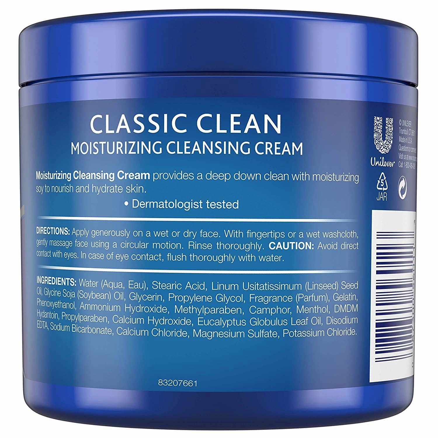 Noxzema Classic Clean Moisturizing Cleansing Cream with Real Eucalyptus Extract 12 oz (Pack of 5)