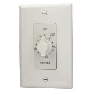 NSI TORK A502HW Spring-Wound In-Wall Twist Timer, 2-Hour Length and White Faceplate, 12 AWG / 125-277V, for Automatic Shutoff of Fans and Lights, White