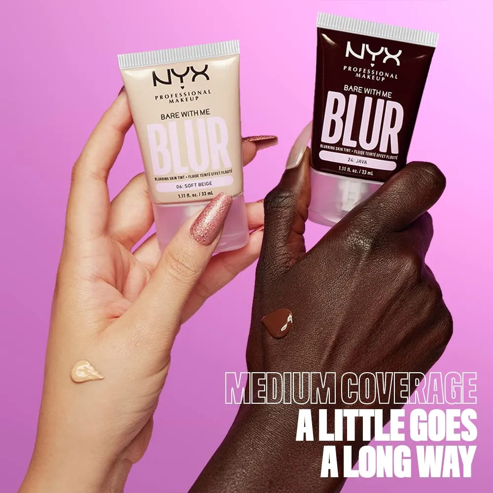 NYX PROFESSIONAL MAKEUP Bare With Me Blur Skin Tint Foundation Make Up with Matcha, Glycerin & Niacinamide - Soft Beige