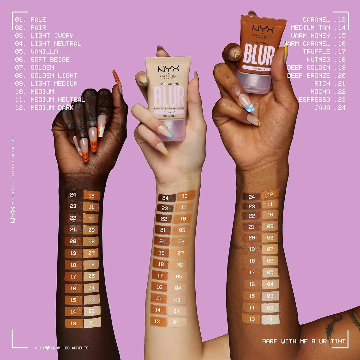 NYX PROFESSIONAL MAKEUP Bare With Me Blur Skin Tint Foundation Make Up with Matcha, Glycerin & Niacinamide - Soft Beige