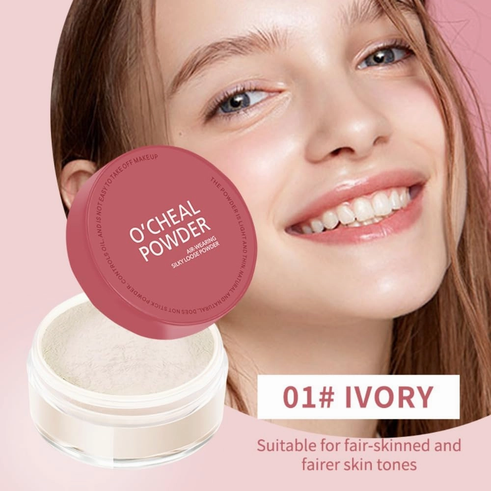 O'CHEAL Loose Setting Powder, 12HR Long-lasting face makeup, Lightweight, breathable, oil-controlling, waterproof, Vegan & Cruelty-Free (01# IVORY, 0.53OZ)