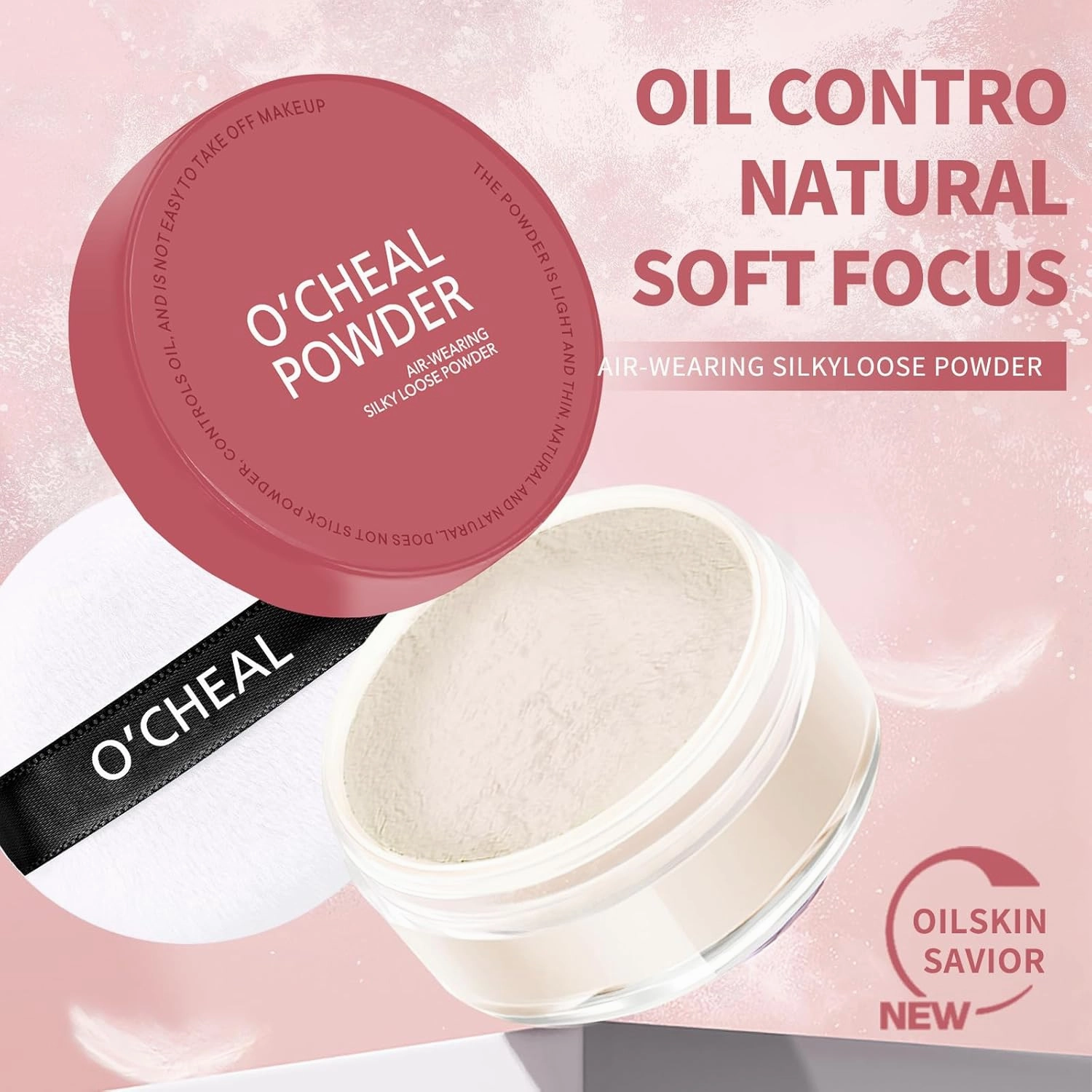 O'CHEAL Loose Setting Powder, 12HR Long-lasting face makeup, Lightweight, breathable, oil-controlling, waterproof, Vegan & Cruelty-Free (02# NATURAL, 0.53OZ)