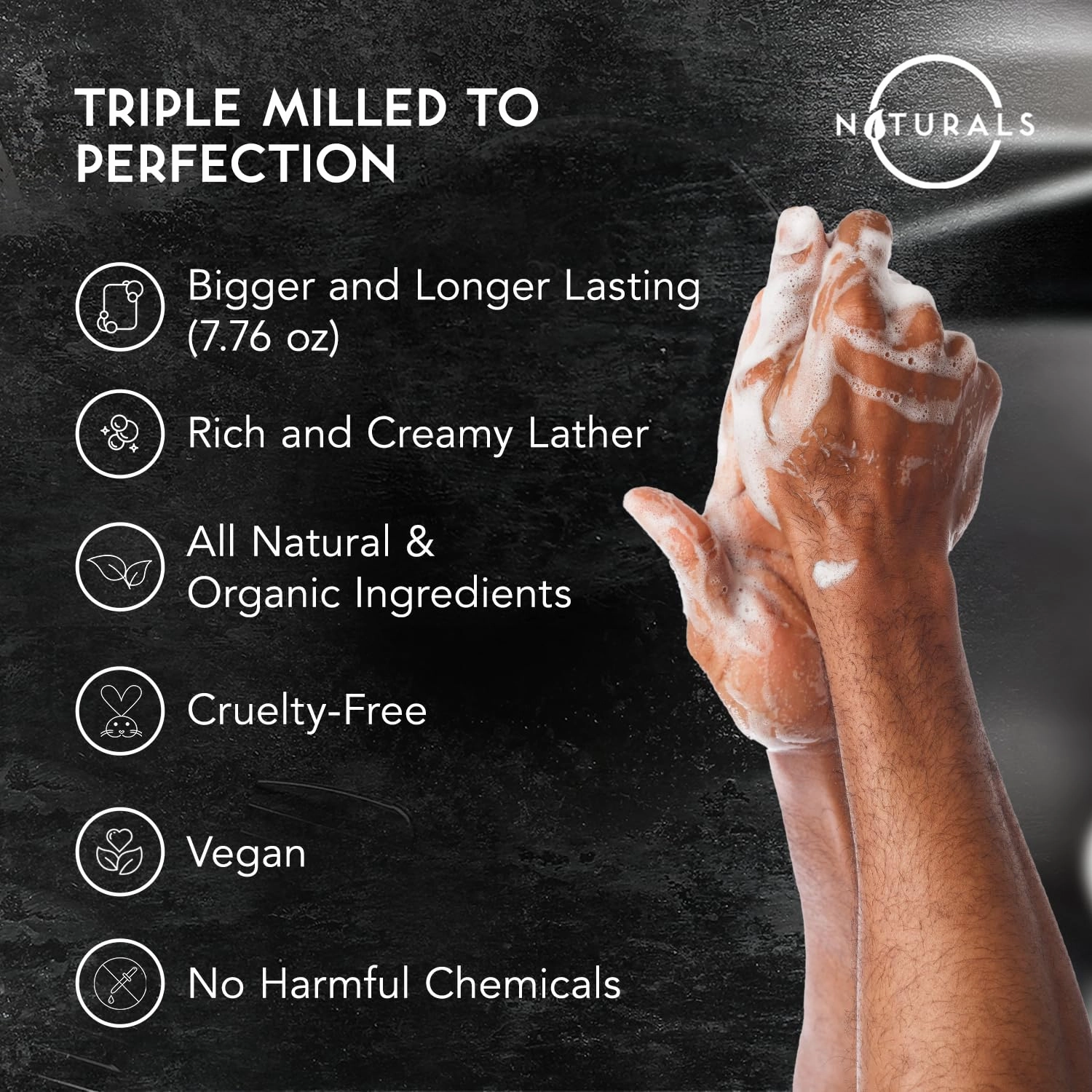 O NATURALS 7.76 oz (3PC) Exfoliating Soap Bar with Dry Mint Leaves - Medium Grit Mens Soap - All Natural Exfoliation Bar Soap for Men - Mint Bar Soap - Face Soap Bar - Moisturizing Mens Face Bar Soap
