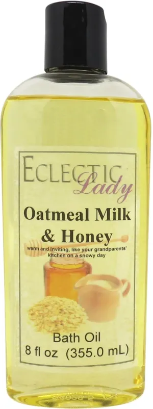 Oatmeal Milk And Honey Bath Oil by Eclectic Lady - Scented Bath Oil - Relaxing & Moisturizing Bathing Oil - Fragrance Body Oil For Dry & Rough Sensitive Skin - Body Daily Nourishing Shower Oil (8 oz)