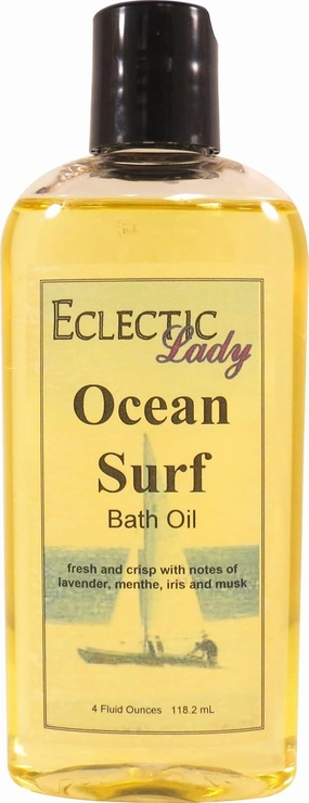 Ocean Surf Bath Oil by Eclectic Lady - Scented Bath Oil - Relaxing & Moisturizing Bathing Oil - Fragrance Body Oil For Dry & Rough Sensitive Skin - Body Daily Nourishing Shower Oil (4 oz)