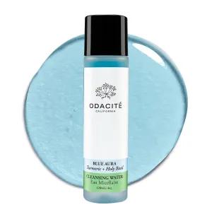 ODACITE Odacité Facial Cleanser with Foam - Blue Aura Cleansing Water Facial Wash with Neem, Holy Basil & Turmeric - No-Rinse Micellar Water Removes Pollution, Impurities & Makeup, 4.0 fl. Oz