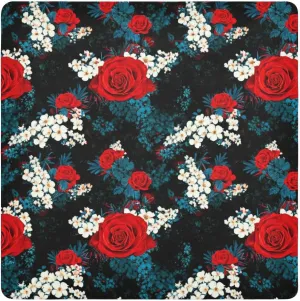 ODAWA Red Roses Self-Adhesive Cloths 17.7X17.7 Inch Travel Makeup Bag Organizer Portable Cosmetic Bag for Travelling