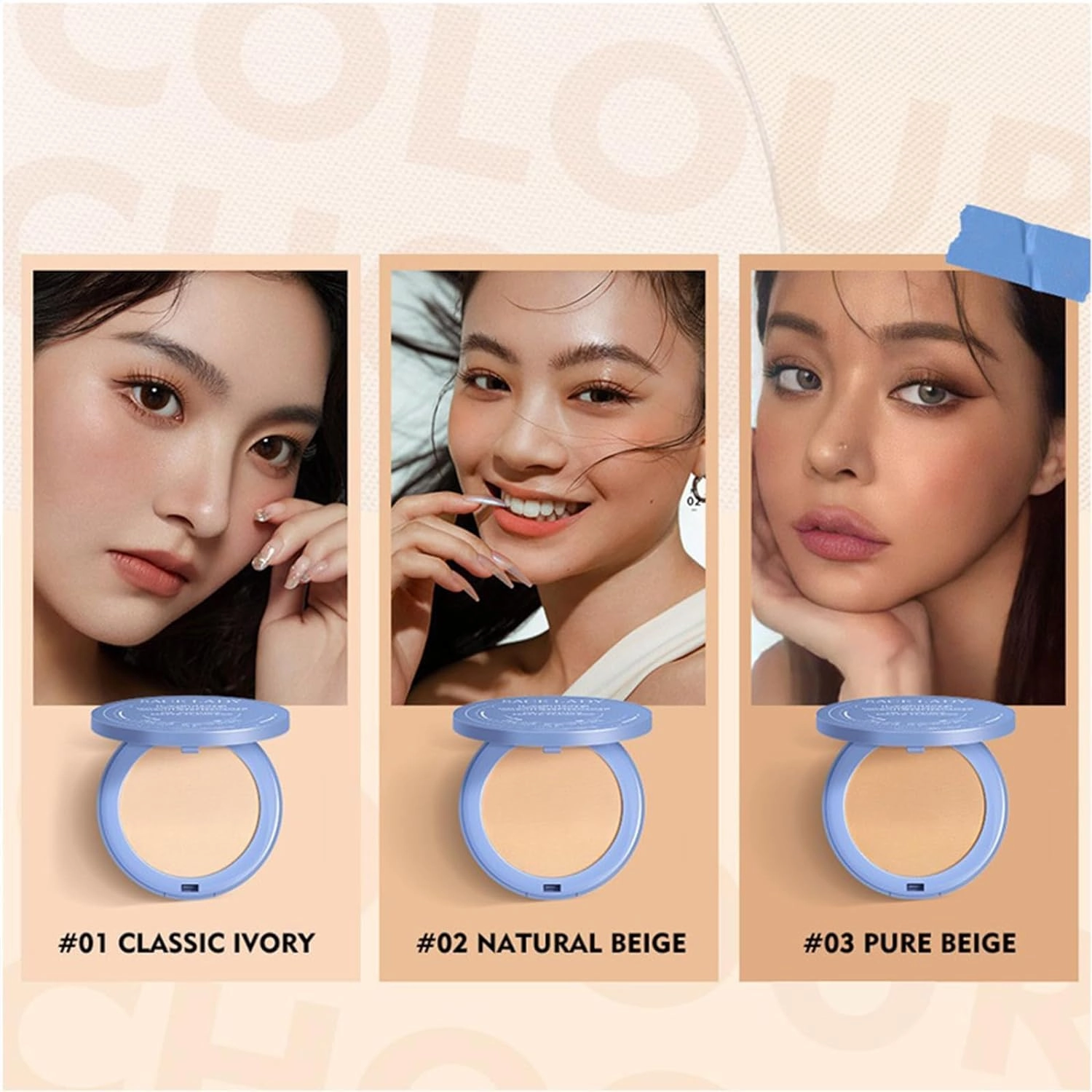 Oil Control Face Pressed Powder, Waterproof Powder Makeup, Setting Powder Makeup, Waterproof Long Lasting FinishingPowder (#02 NATURAL BEIGE)