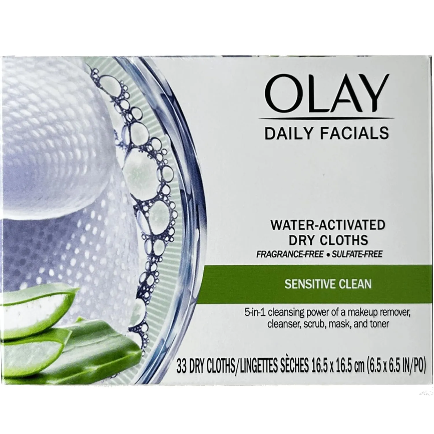 OLAY Daily Gentle Clean 5-in-1 Water Activated Cloths, 33 Count (Pack of 3)