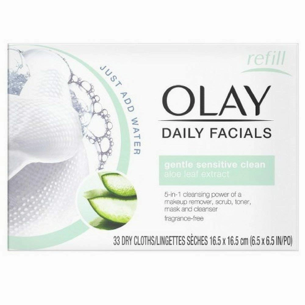 OLAY Daily Gentle Clean 4-in-1 Water Activated Cloths, 33 Ea (Pack of 5)