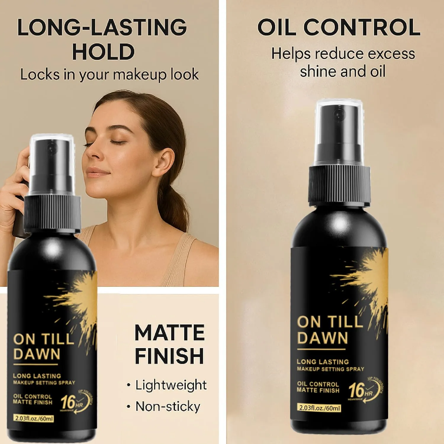 On Till Dawn Makeup Setting Spray – Long-Lasting Matte Finish, Oil-Control Formula, Fast-Drying Mist for All-Day Wear, 100ml (3.38 fl.oz) (1PCS)