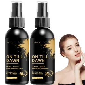 On Till Dawn Makeup Setting Spray – Long-Lasting Matte Finish, Oil-Control Formula, Fast-Drying Mist for All-Day Wear, 3.38 fl.oz (2pcs)
