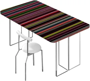 OOzie Multicolor Elastic Fitted Tablecloth Vertical Pattern Modern Colored Stripes for Dining Tables,Buffet Parties and Camping Abstract Fits up 4 Foot Tables