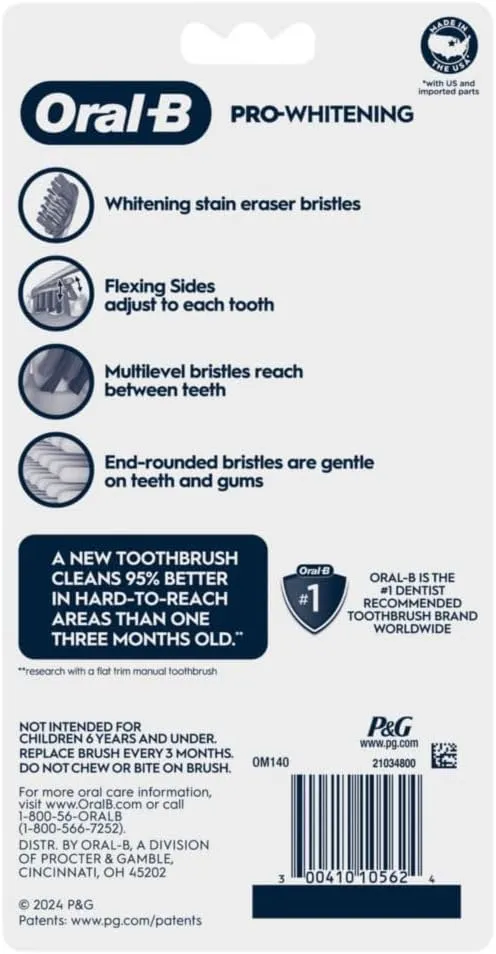 Oral-B 3D White Pro-Flex Toothbrushes, Soft, 6 Count