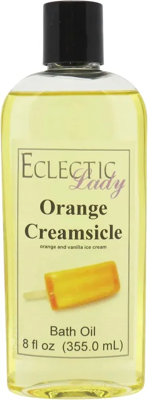 Orange Creamsicle Bath Oil by Eclectic Lady - Scented Bath Oil - Relaxing & Moisturizing Bathing Oil - Fragrance Body Oil For Dry & Rough Sensitive Skin - Body Daily Nourishing Shower Oil (8 oz)
