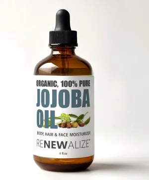 ORGANIC JOJOBA OIL - Cold Pressed, Unrefined in 4 oz Dark Glass Bottle with Dropper | An essential daily or night time moisturizer for face, skin, nails, lips, beard & hair