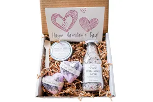 Organic Lavender Spa Valentine's Day Gift Set | Self Care Relaxation Bath Set