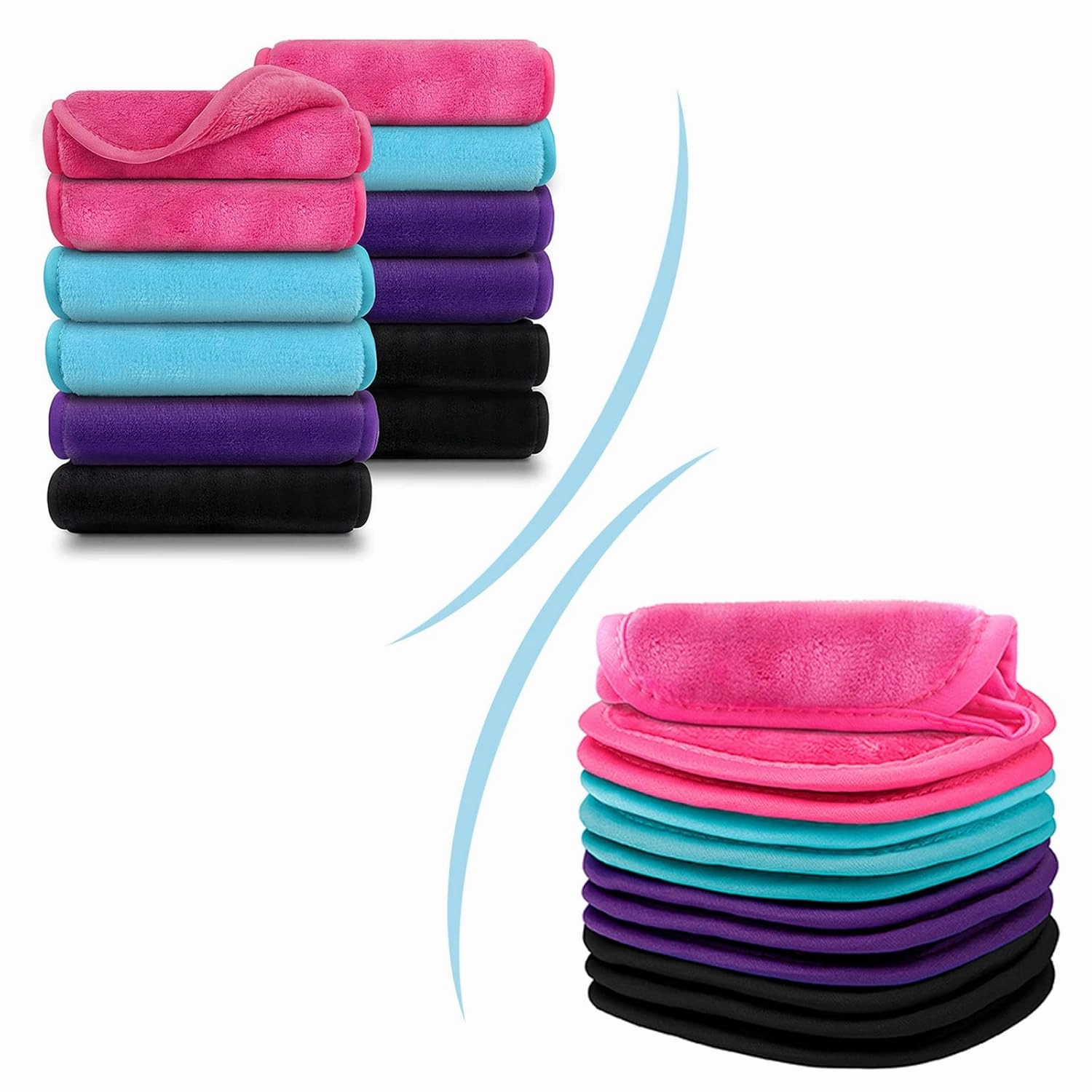 Orighty Makeup Remover Cloths Pack of 12 Reusable Microfiber Facial Cleansing Cloths, Bundle with Makeup Remover Cloths 12 Pack 5 x 5 in