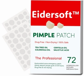 Original Hydrocolloid Acne Pimple Patches for Face, 72 Count - Invisible Spot Stickers with Salicylic Acid & Tea Tree Oil for Zits & Blemishes, Fast-Acting, For All Skin Types