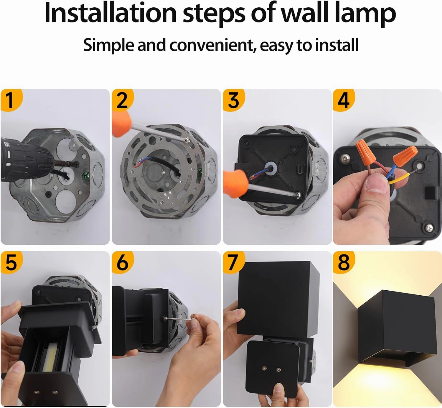 Outdoor Wall Light & Indoor Wall Sconce,Matte White Square Wall Sconces,3-Color-Temperature Dimming and Adjustable Beam,Waterproof & Rust-Resistant,4.33-Inch,15W Wall Lamp for Any Setting Use(2 Pack)