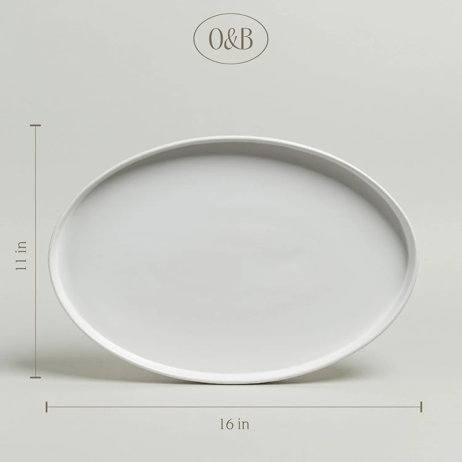 over&back Stackable Stoneware Serving Platter - Elegant 1-Piece Oval Serving Platter to Complete Your Kitchen Set - Perfect for Appetizers, Desserts, and More - 16" L x 11" W - Semi-Matte White