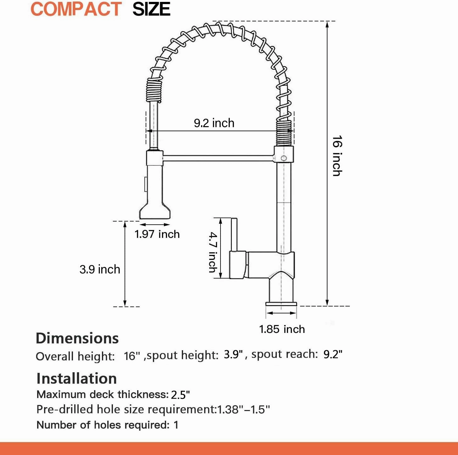 OWOFAN Modern Single Handle Spring Kitchen Faucet with Pull Down Sprayer, Matte Black Kitchen Sink Faucet 866080R