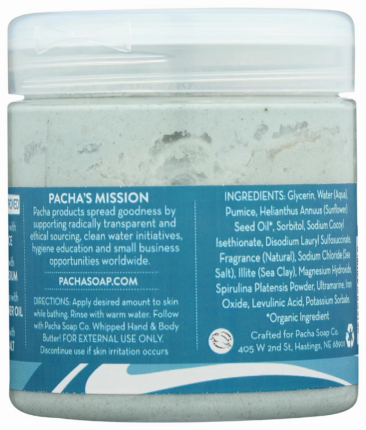 Pacha Sea Mud Whipped Soap & Scrub, Luxurious Body Wash and Scrub for a Nourishing & Relaxing Head to Toe Cleanse, 8 oz