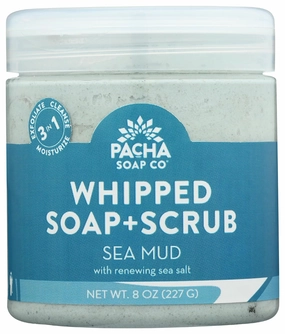Pacha Sea Mud Whipped Soap & Scrub, Luxurious Body Wash and Scrub for a Nourishing & Relaxing Head to Toe Cleanse, 8 oz