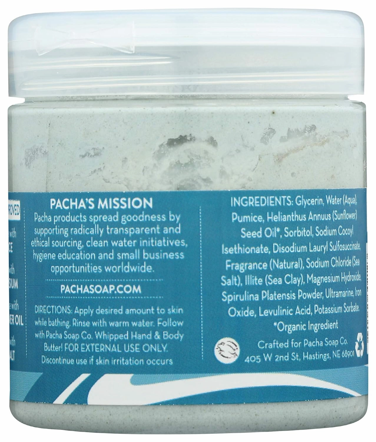 Pacha Sea Mud Whipped Soap & Scrub, Luxurious Body Wash and Scrub for a Nourishing & Relaxing Head to Toe Cleanse, 8 oz