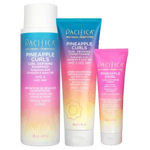 Pacifica Beauty Pineapple Curls 3-Step Hair Care Kit: Curl Defining Shampoo   Conditioner   Pineapple Swirl Curl Cream – Enhances Curls, Reduces Frizz, Vegan & Silicone-Free