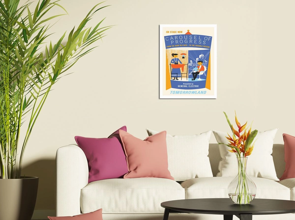 Pacifica Island Art Disneyland - Tomorrowland’s Carousel of Progress - Vintage Advertising Poster by Ken Chapman c.1967-8 x 12 inch Vintage Metal Tin Sign