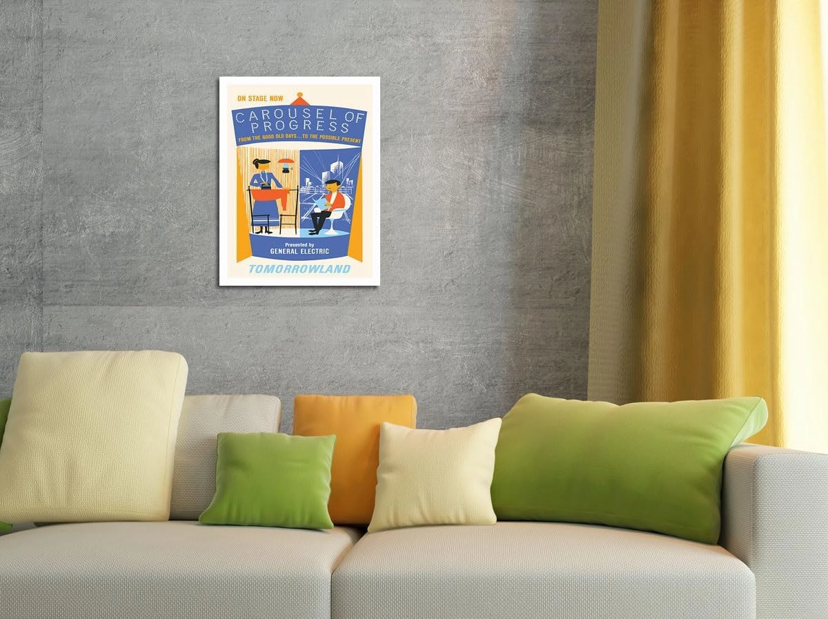 Pacifica Island Art Disneyland - Tomorrowland’s Carousel of Progress - Vintage Advertising Poster by Ken Chapman c.1967-8 x 12 inch Vintage Metal Tin Sign