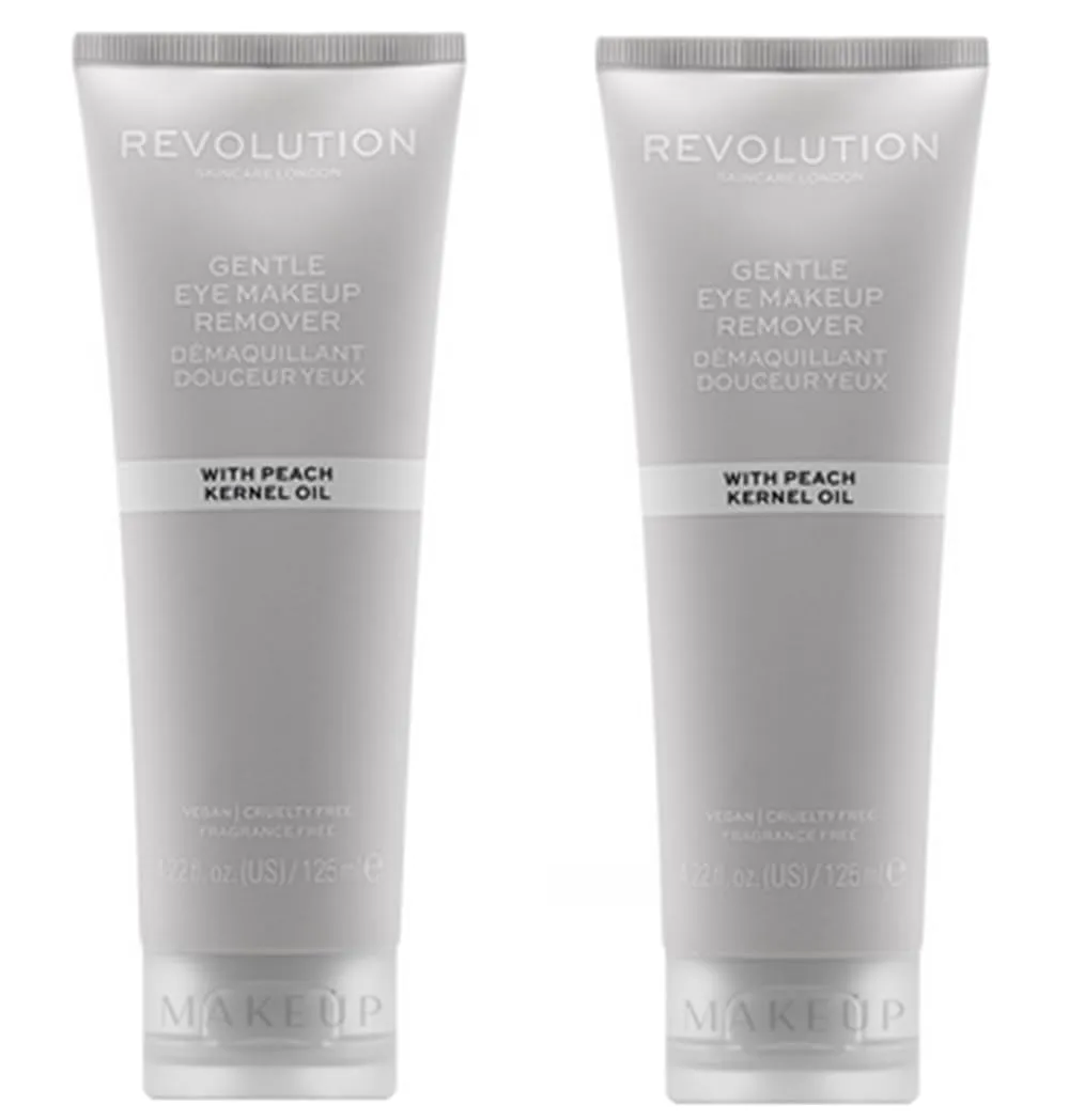 Pack of 2 Makeup Revolution Skincare London Gentle Eye Make Up Remover with Peach Kernel Oil