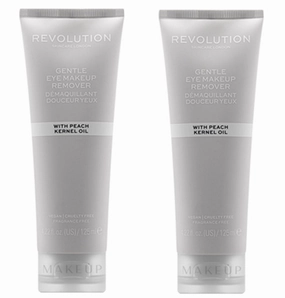 Pack of 2 Makeup Revolution Skincare Gentle Eye Make Up Remover with Peach Kernel Oil