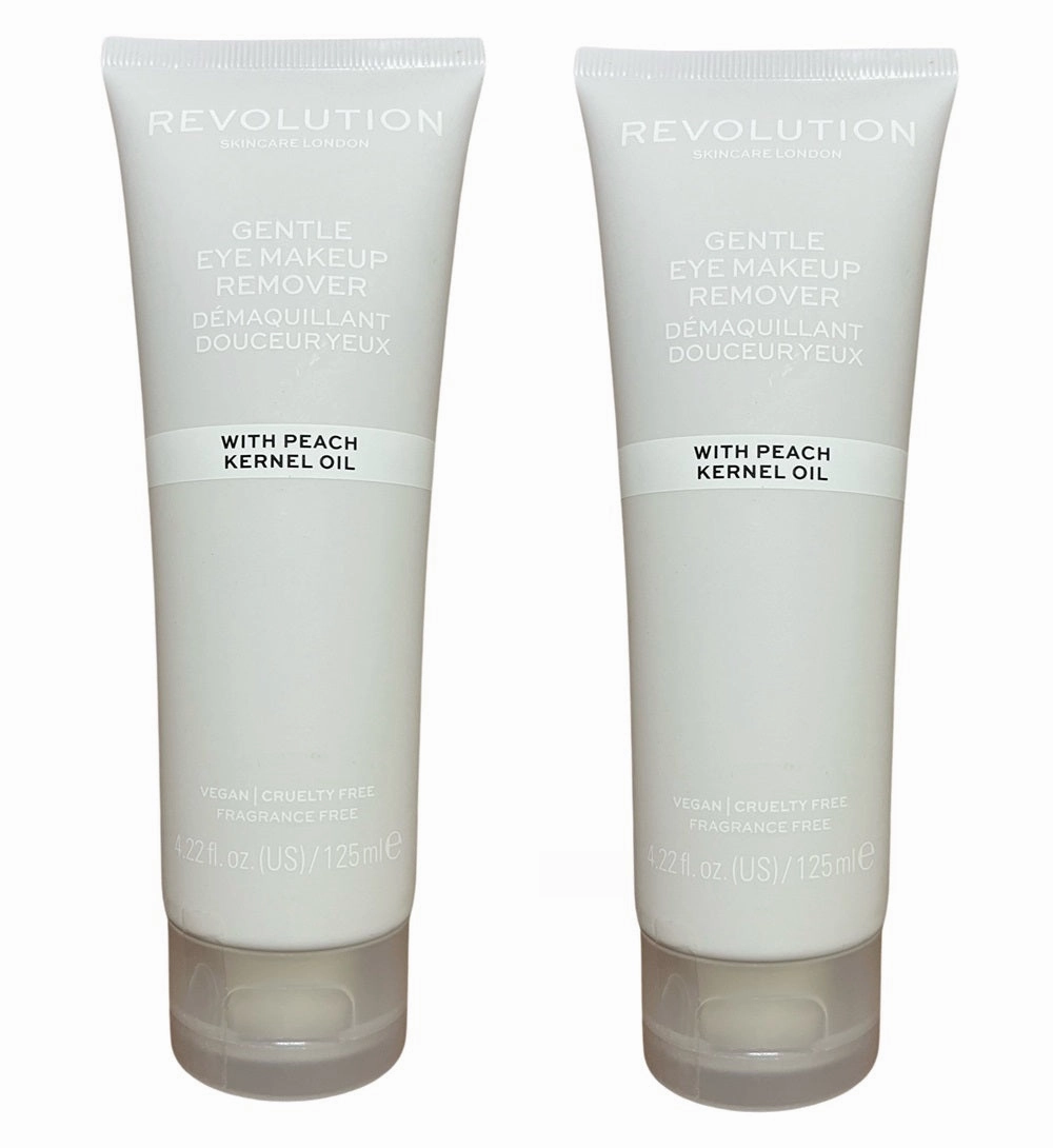 Pack of 2 Makeup Revolution Skincare Gentle Eye Make Up Remover with Peach Kernel Oil
