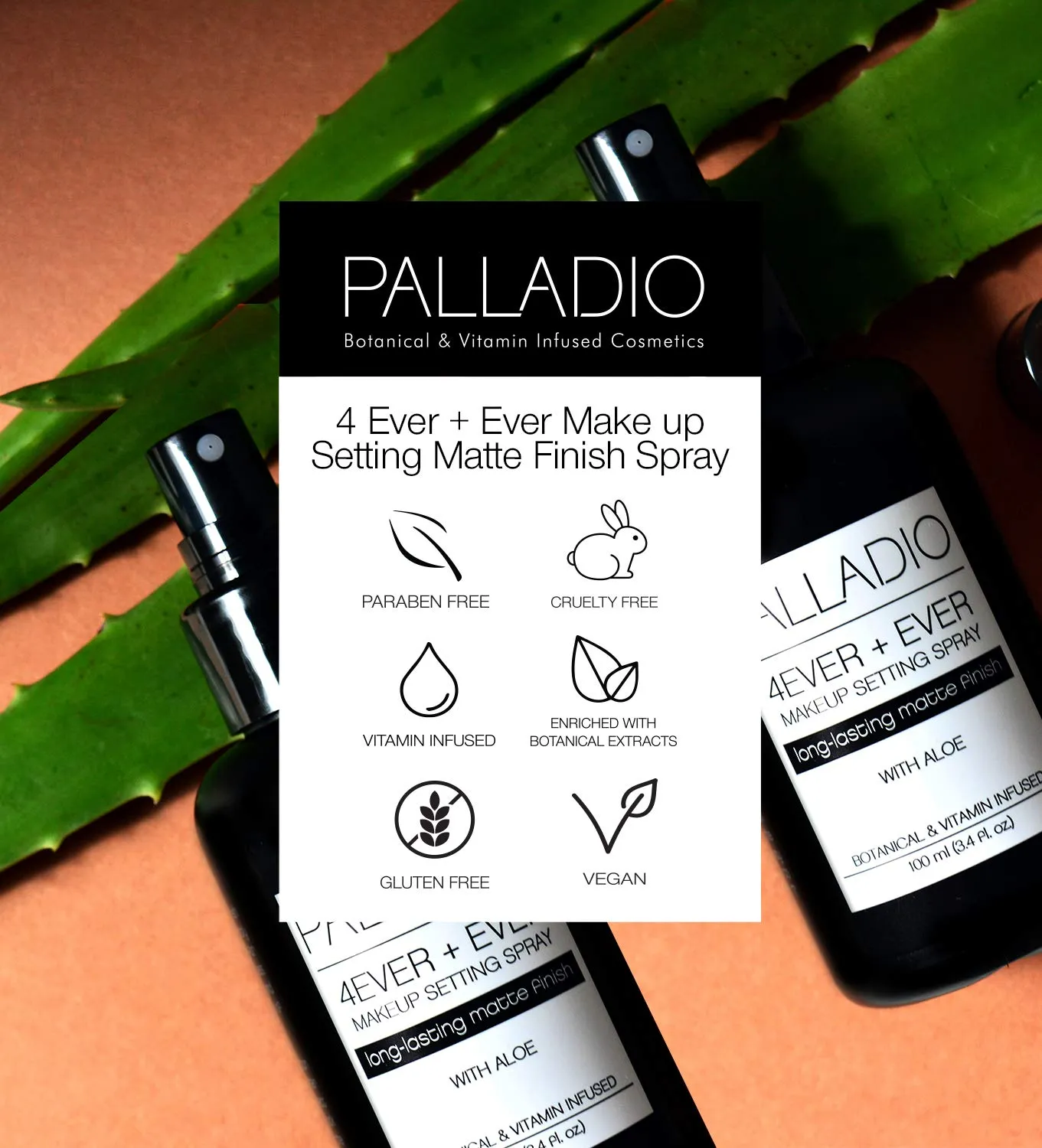 Palladio 4 Ever and Ever Make Up Setting Spray, Longlasting, Instantly Sets and Secures Makeup for All Day Wear (Matte Finish), 100 ml