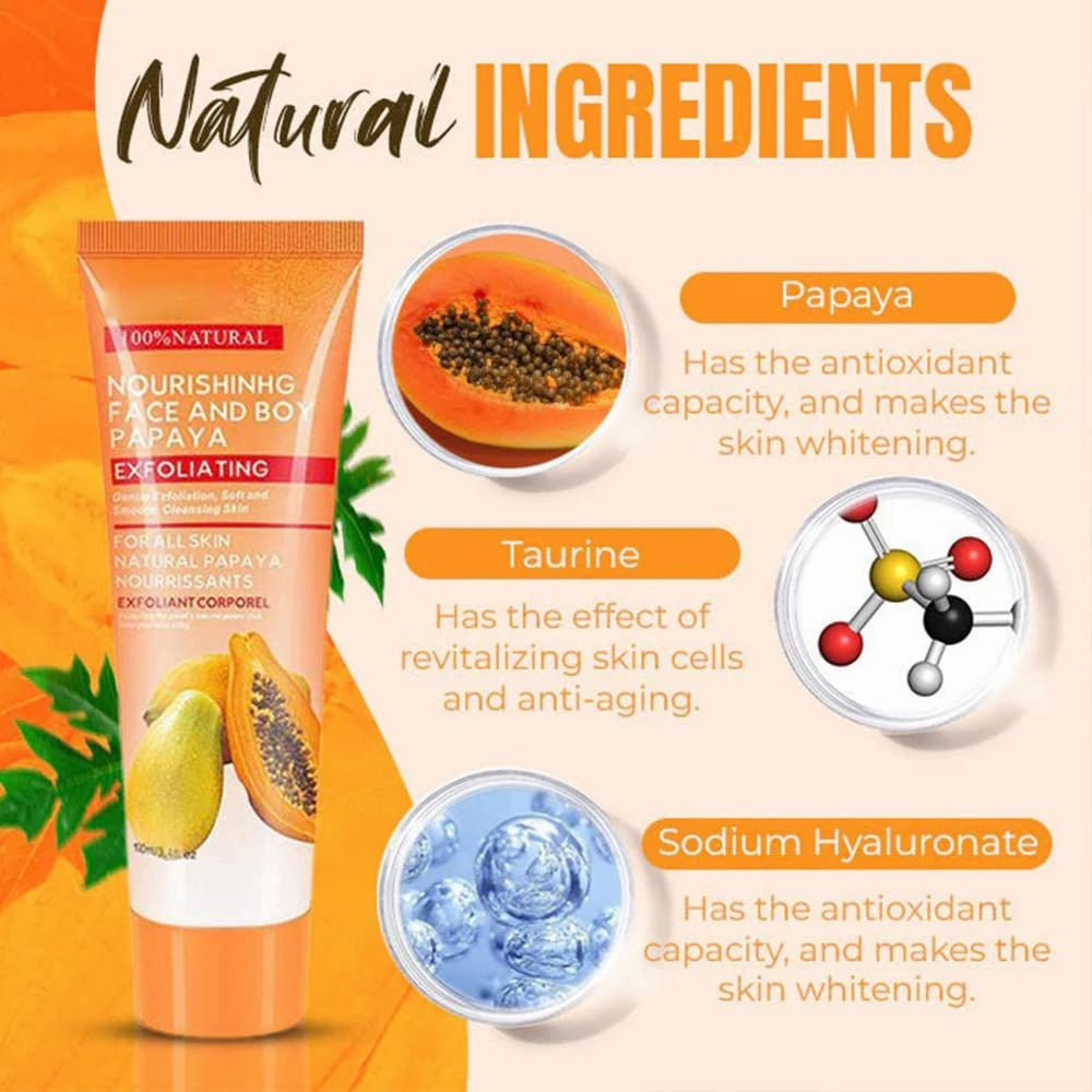 Papaya Essence Brightening Exfoliating Peeling Gel, Facial and Body Papaya Whitening Peeling Gel for Deep Skin Cleansing and Brightening (3Pcs)