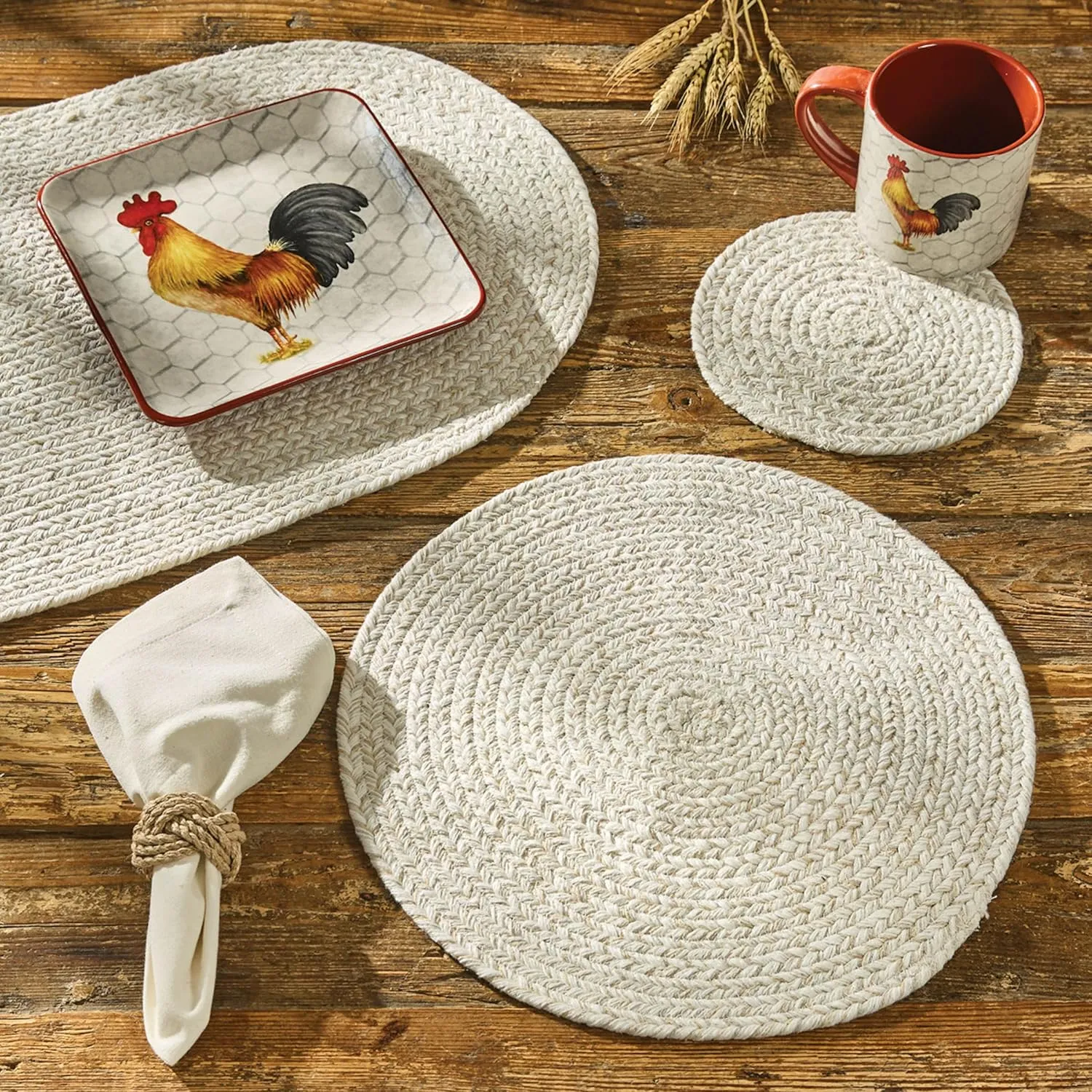 Park Designs Sea Salt Spice Bin Braided Placemat Set of 4