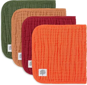 Parker Baby Co. Muslin Burp Cloths, 100% Cotton Burping Clothes, Newborn Essential, Must-Have Baby Registry, Modern and Trendy Colors, 20x11 Unisex Large Baby Burp Cloths, Pack of 4