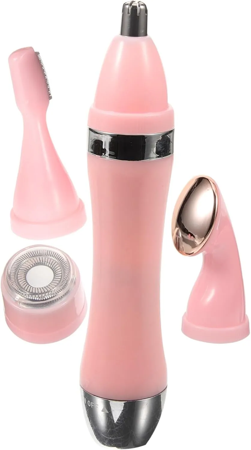 PartyKindom Electric Razor for Women Hair Remover Shaver with Shaving Heads Cordless Design for Precise Trimming and Cleansing Battery Operated Beauty Tool