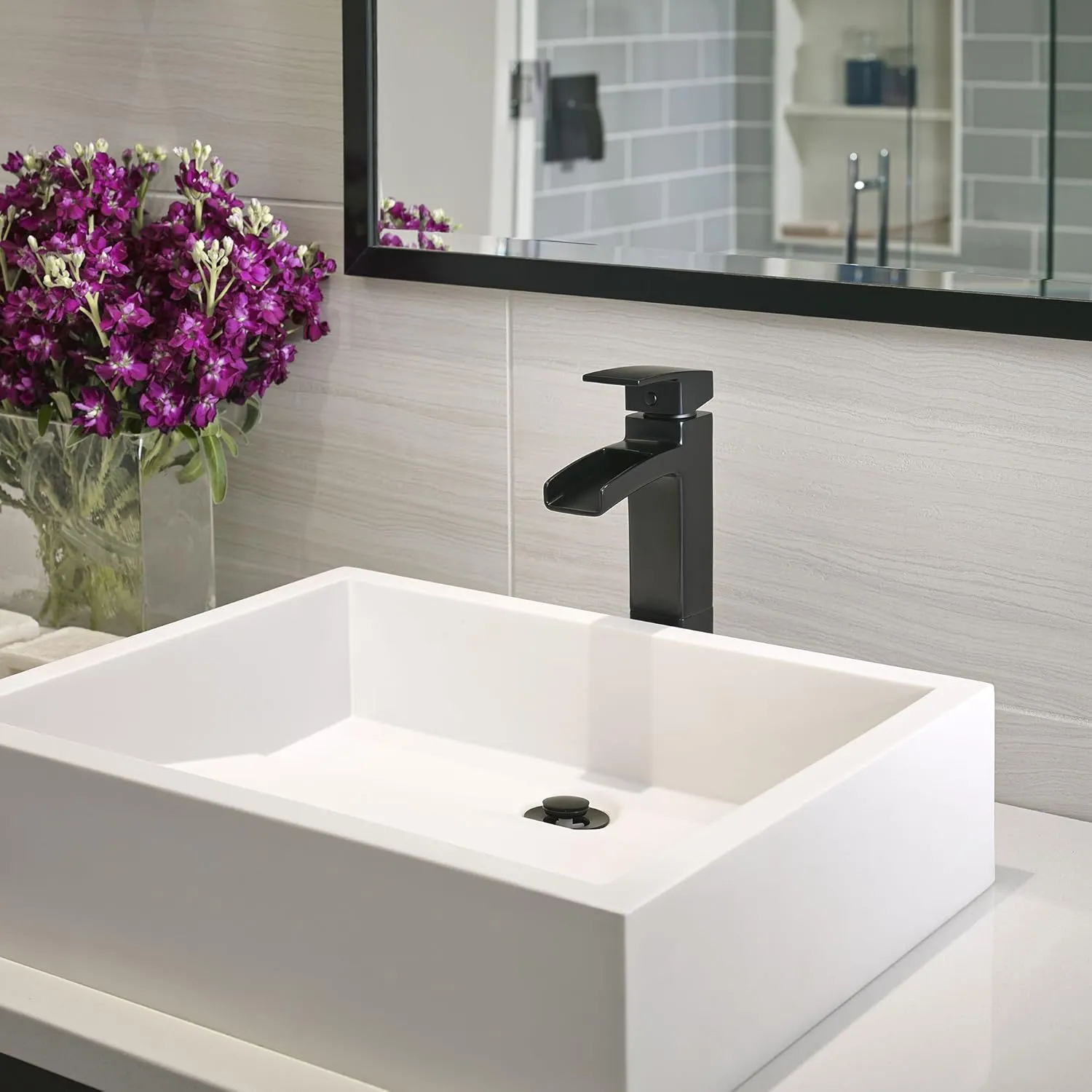 Pfister LG40DF0B LG40-DF0B Kenzo Single Control Vessel Bathroom Faucet, 1.2gpm, Matte Black