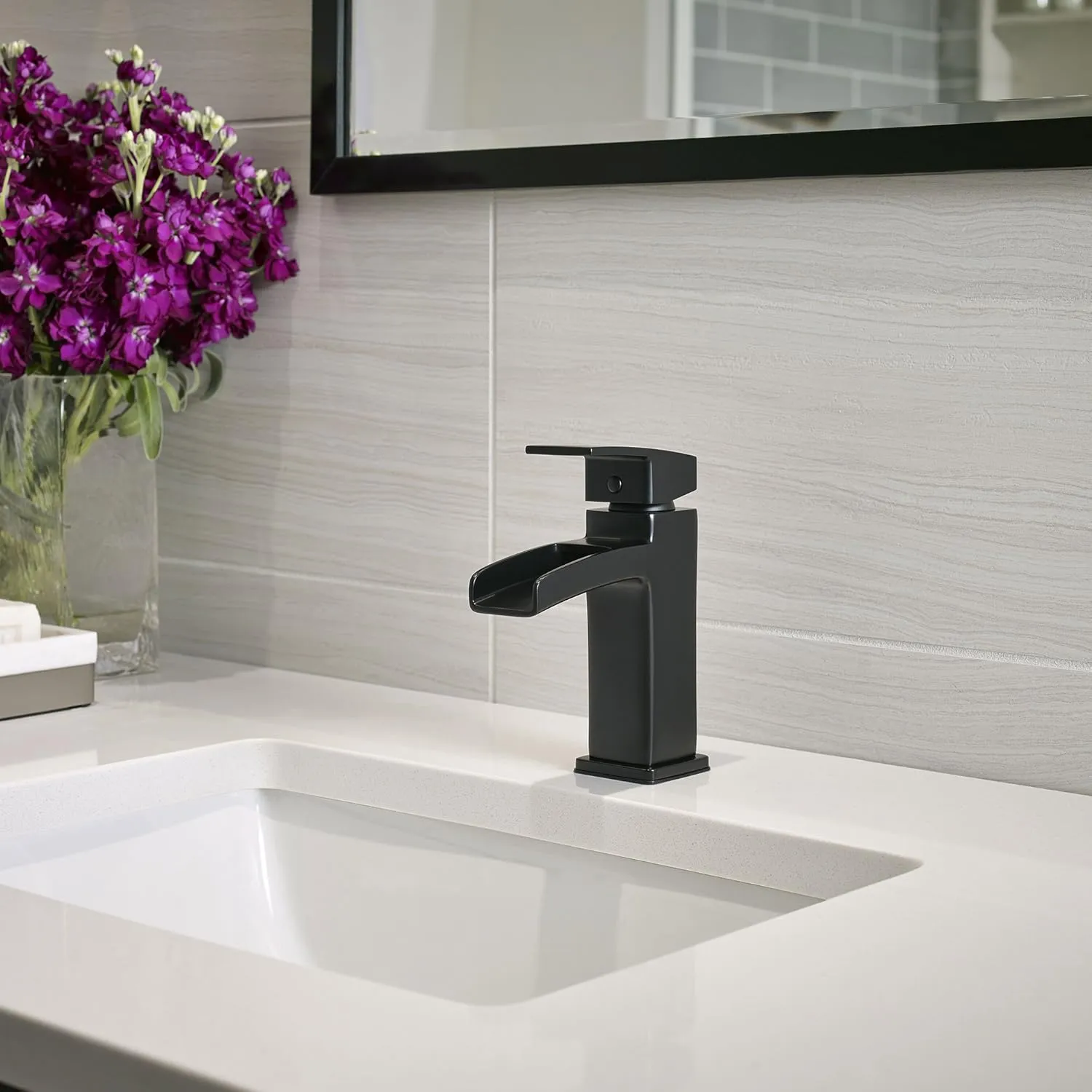 Pfister LG42DF0B Kenzo Single Control 4" Centerset Bathroom Faucet, Matte Black