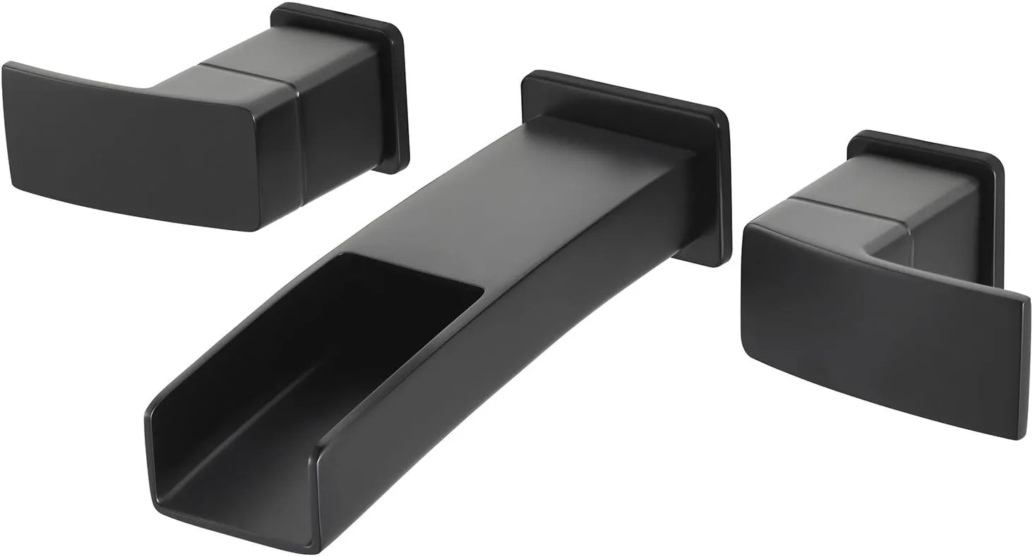 Pfister LG49DF1B Kenzo 2-Handle Wall Mount Bathroom Faucet, Matte Black