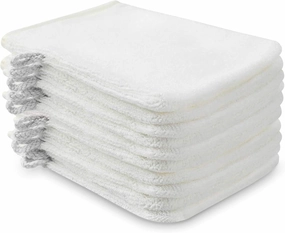 PHOGARY 10 Pack Microfiber Body Wash Mitts, Soft Face Mitten, Bath Spa Cloth, Reusable Makeup Remover Mitt Gloves, European Style Wash Cloth, 6×8 inch (White)