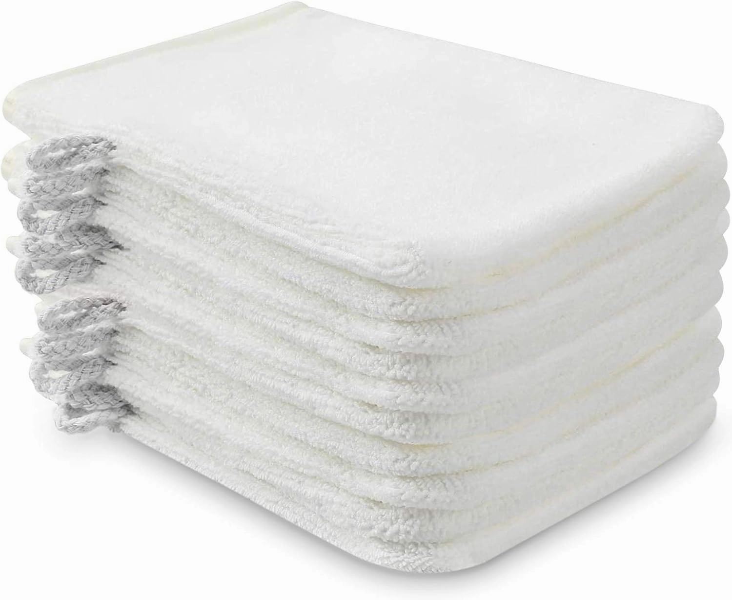 PHOGARY 10 Pack Microfiber Body Wash Mitts, Soft Face Mitten, Bath Spa Cloth, Reusable Makeup Remover Mitt Gloves, European Style Wash Cloth, 6×8 inch (White)