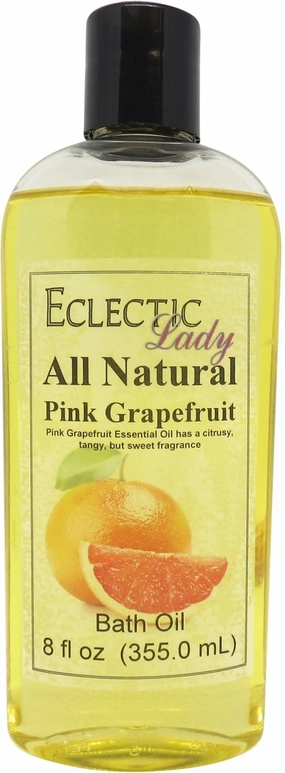 Pink Grapefruit Bath Oil by Eclectic Lady - Scented Bath Oil - Relaxing & Moisturizing Bathing Oil - Fragrance Body Oil For Dry & Rough Sensitive Skin - Body Daily Nourishing Shower Oil (8 oz)