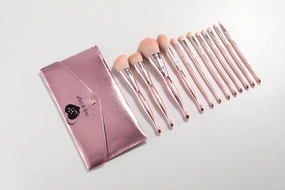 Pink Makeup Brushes, Avvalin by Lady of Eshgh | 12pc Full Face Professional Makeup Brush Set with Travel Bag | Cruelty Free, Natural Hair-Like Make Up Brushes