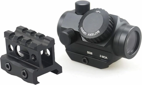 Pinty 3 MOA Red Green Dot Sight Brightness Button Control with 1 inch High Mount Compact Red Dot Scope 1” Riser Mount for Cowitness with Iron Sights Waterproof and Shockproof