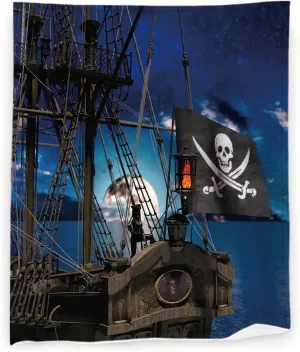 Pirates Blanket 60" x 80" Ship Nautical Blue Adventure Marine Super Soft Bedding Fleece Throw Blanket Microfiber Flannel Blankets Couch Sofa Warm Lightweight for Boys Girls